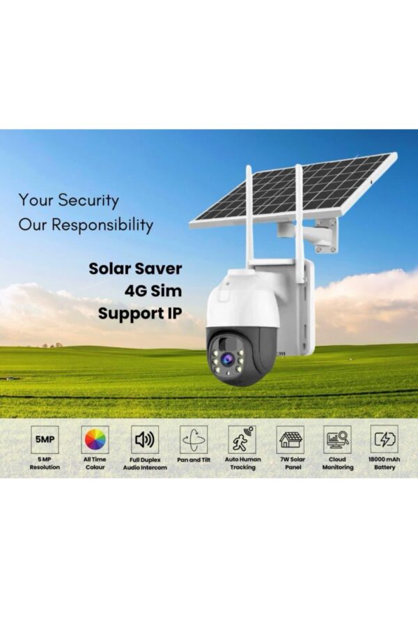 CCTV 4G Sim Solar Powered 360° View Camera Solar Panel TwoWay Audio Night Vision Security Came